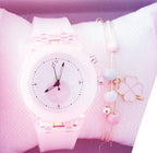 Children Silicone Strap Watches Electronic Colorful Light Source Child Watch Girls Birthday Party Gift Transparent Watchband New Fashion Small Fresh And Simple Girls Electronic Quartz Watch Stevvex