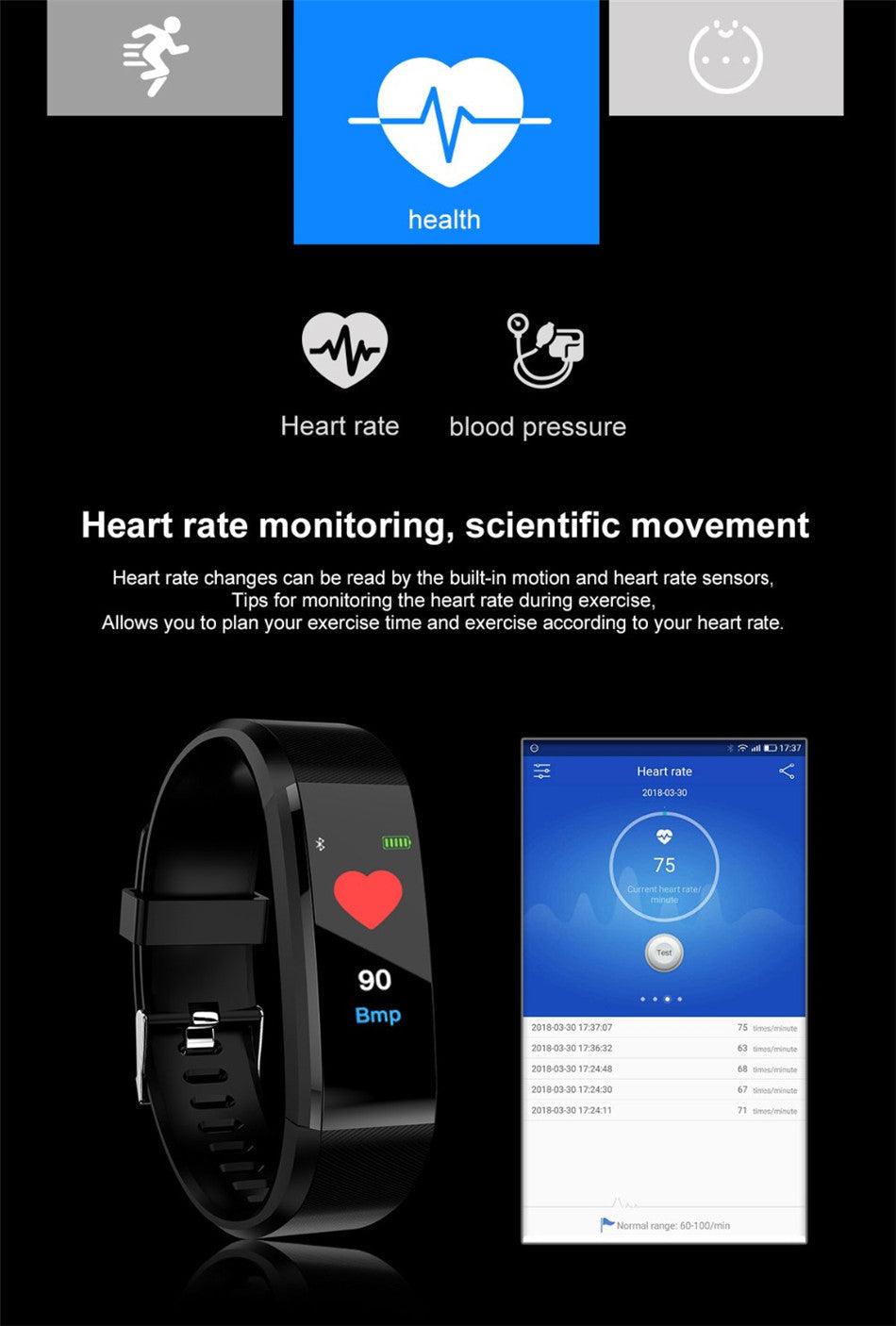 Childrens Sports Watch LED Display Touch Color Screen Top Electronic Watch Waterproof Heart Rate Pedometer Fitness Tracker Heart Rate Sleep And Stress Monitoring Water Resistant Fitness Watch Stevvex