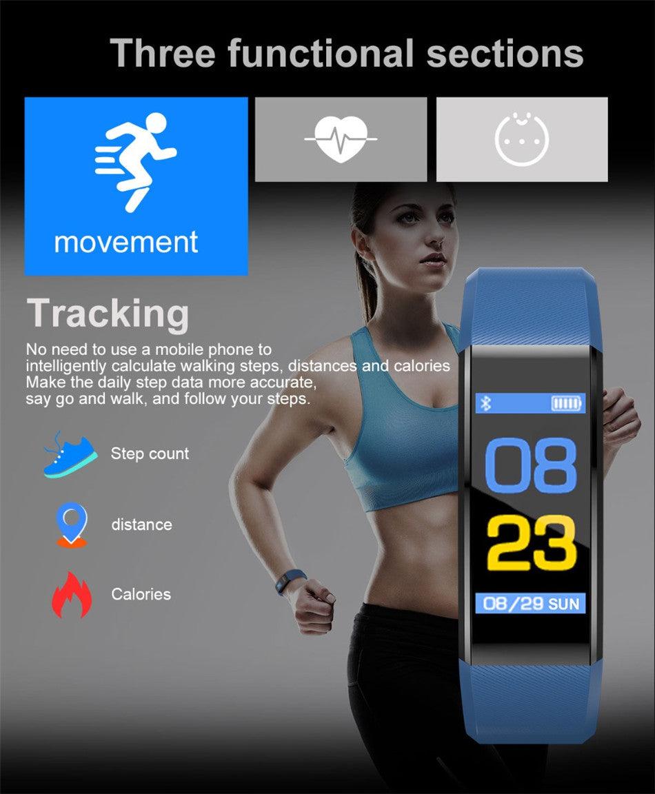Childrens Sports Watch LED Display Touch Color Screen Top Electronic Watch Waterproof Heart Rate Pedometer Fitness Tracker Heart Rate Sleep And Stress Monitoring Water Resistant Fitness Watch Stevvex