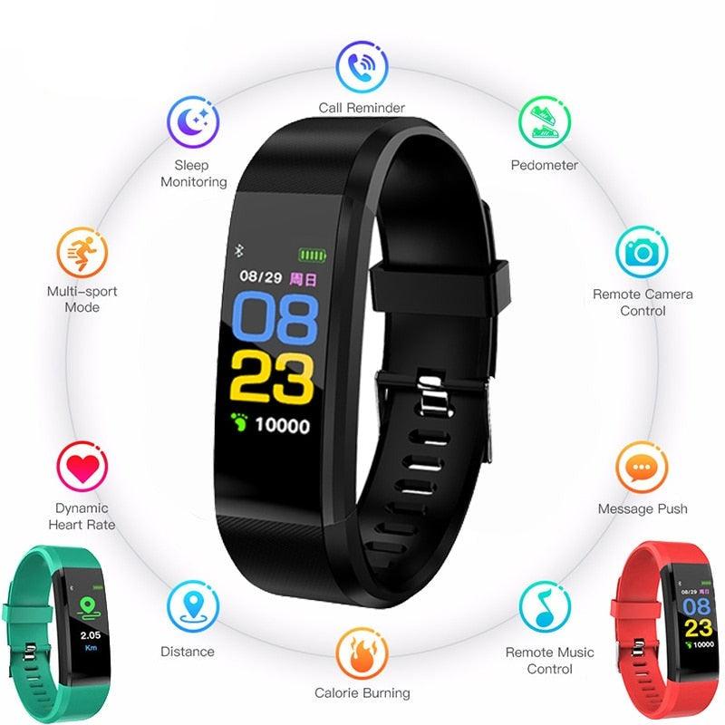 Childrens Sports Watch LED Display Touch Color Screen Top Electronic Watch Waterproof Heart Rate Pedometer Fitness Tracker Heart Rate Sleep And Stress Monitoring Water Resistant Fitness Watch Stevvex