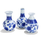 Chinoiserie Blue White Canton Vases - Hand-Painted Mediterranean Decor