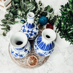 Chinoiserie Blue White Canton Vases - Hand-Painted Mediterranean Decor