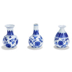 Chinoiserie Blue White Canton Vases - Hand-Painted Mediterranean Decor