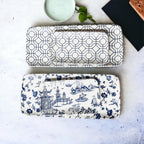 Chinoiserie Blue White Serving Tray Set 4pc Assorted Large and Small BandsCo Straps