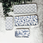 Chinoiserie Blue White Serving Tray Set 4pc Assorted Large and Small BandsCo Straps