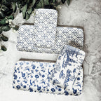 Chinoiserie Blue White Serving Tray Set 4pc Assorted Large and Small BandsCo Straps