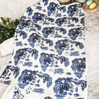 Chinoiserie Bunny Embroidered Cotton Dish Towels Oversized Tassel 17x29 BandsCo Straps