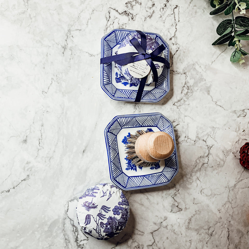 Chinoiserie Soap And Trinket Dish Set - Decorative Ceramic Soap Tray Gift BandsCo Straps
