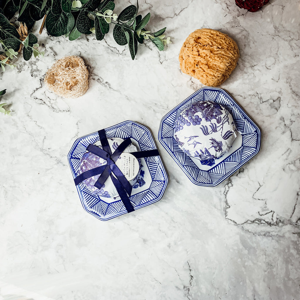 Chinoiserie Soap And Trinket Dish Set - Decorative Ceramic Soap Tray Gift BandsCo Straps