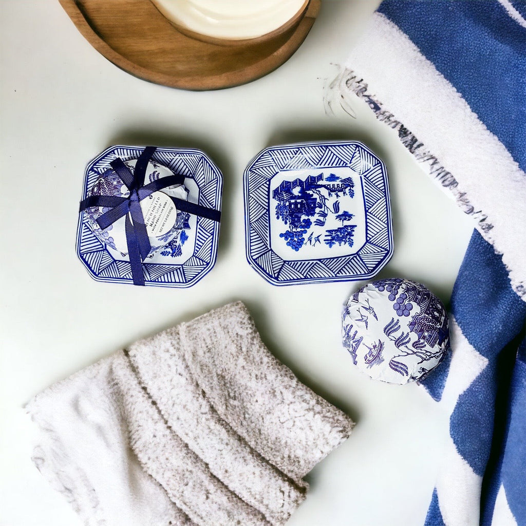 Chinoiserie Soap And Trinket Dish Set - Decorative Ceramic Soap Tray Gift BandsCo Straps
