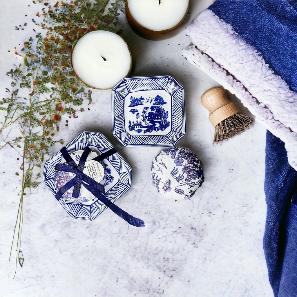 Chinoiserie Soap And Trinket Dish Set - Decorative Ceramic Soap Tray Gift BandsCo Straps