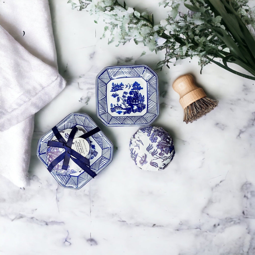 Chinoiserie Soap And Trinket Dish Set - Decorative Ceramic Soap Tray Gift BandsCo Straps