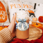 Chinoiserie Pumpkin 20oz Insulated Tumbler Ceramic Look Travel Mug Reusable BandsCo Straps