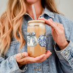 Chinoiserie Pumpkin 20oz Insulated Tumbler Ceramic Look Travel Mug Reusable BandsCo Straps
