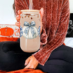 Chinoiserie Pumpkin 20oz Insulated Tumbler Ceramic Look Travel Mug Reusable BandsCo Straps