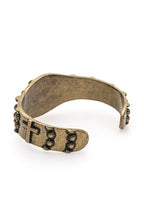 Christian Embossed Cross Cuff Bangle Adjustable Gold Tone