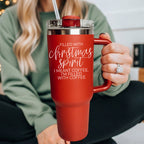 Christmas 40oz Insulated Tumbler Cup With Handle, Lid and Straw - Coffee Mug