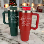 Christmas 40oz Insulated Tumbler Cup With Handle, Lid and Straw - Coffee Mug