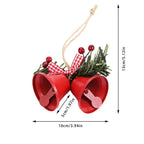 Christmas Bell Ornament Metal Dual Bell Christmas Bell Ornament Decoration with Berry Plaid Bow Christmas Tree Pendants For Making Wind Chimes Christmas Tree Hang Pendant Hang On Door wall porch Stevvex