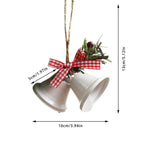 Christmas Bell Ornament Metal Dual Bell Christmas Bell Ornament Decoration with Berry Plaid Bow Christmas Tree Pendants For Making Wind Chimes Christmas Tree Hang Pendant Hang On Door wall porch Stevvex