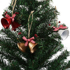 Christmas Bell Ornament Metal Dual Bell Christmas Bell Ornament Decoration with Berry Plaid Bow Christmas Tree Pendants For Making Wind Chimes Christmas Tree Hang Pendant Hang On Door wall porch Stevvex