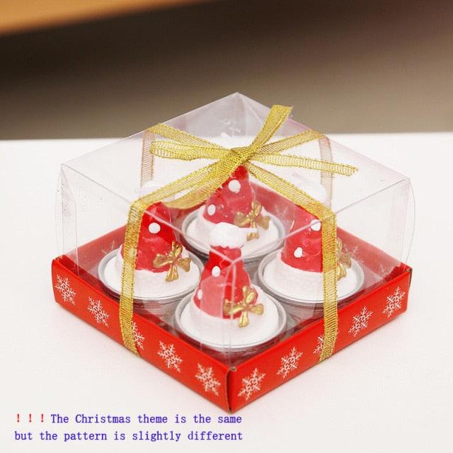 Christmas Candles Paraffin Home Desktop Decorations Tea light Candles Handmade Delicate Santa Snowman Acorn Tree Candles For Christmas Home Decoration Gifts Wedding Party Holiday Lights Christmas Ornaments Stevvex