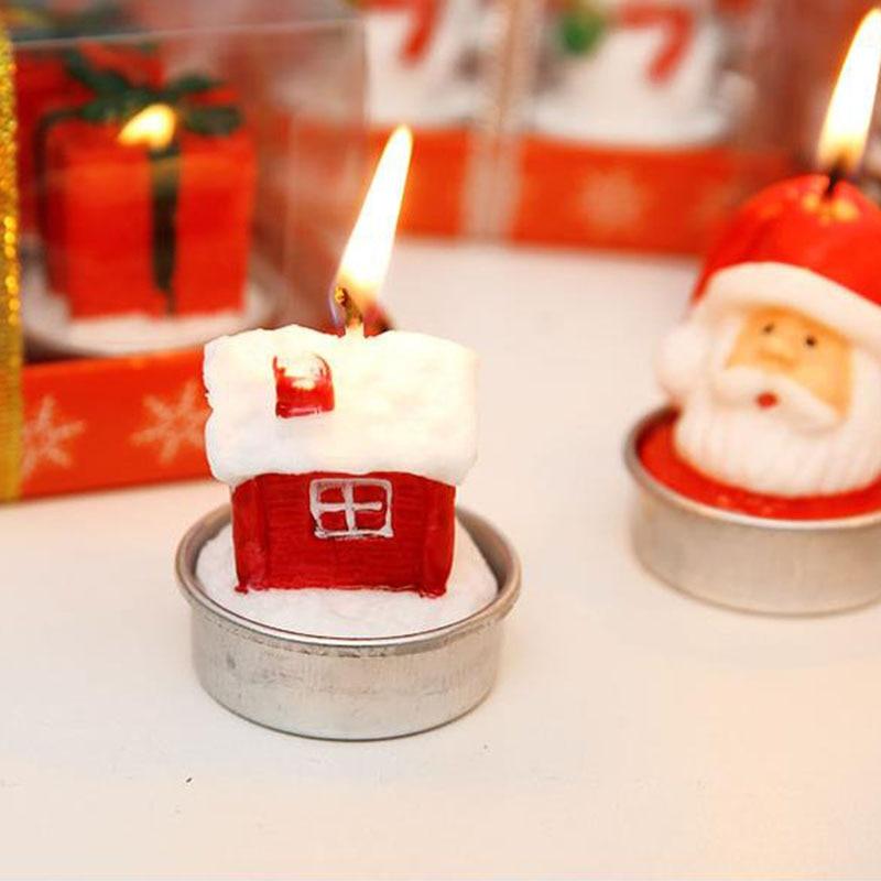 Christmas Candles Paraffin Home Desktop Decorations Tea light Candles Handmade Delicate Santa Snowman Acorn Tree Candles For Christmas Home Decoration Gifts Wedding Party Holiday Lights Christmas Ornaments Stevvex