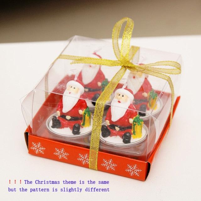 Christmas Candles Paraffin Home Desktop Decorations Tea light Candles Handmade Delicate Santa Snowman Acorn Tree Candles For Christmas Home Decoration Gifts Wedding Party Holiday Lights Christmas Ornaments Stevvex