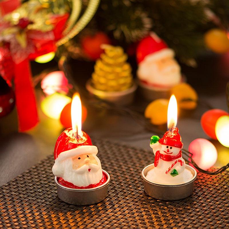 Christmas Candles Paraffin Home Desktop Decorations Tea light Candles Handmade Delicate Santa Snowman Acorn Tree Candles For Christmas Home Decoration Gifts Wedding Party Holiday Lights Christmas Ornaments Stevvex