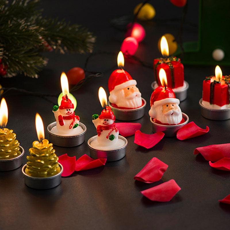 Christmas Candles Paraffin Home Desktop Decorations Tea light Candles Handmade Delicate Santa Snowman Acorn Tree Candles For Christmas Home Decoration Gifts Wedding Party Holiday Lights Christmas Ornaments Stevvex