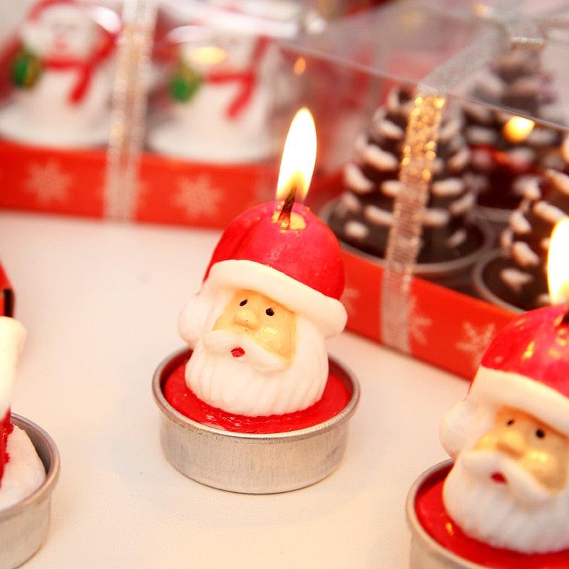 Christmas Candles Paraffin Home Desktop Decorations Tea light Candles Handmade Delicate Santa Snowman Acorn Tree Candles For Christmas Home Decoration Gifts Wedding Party Holiday Lights Christmas Ornaments Stevvex