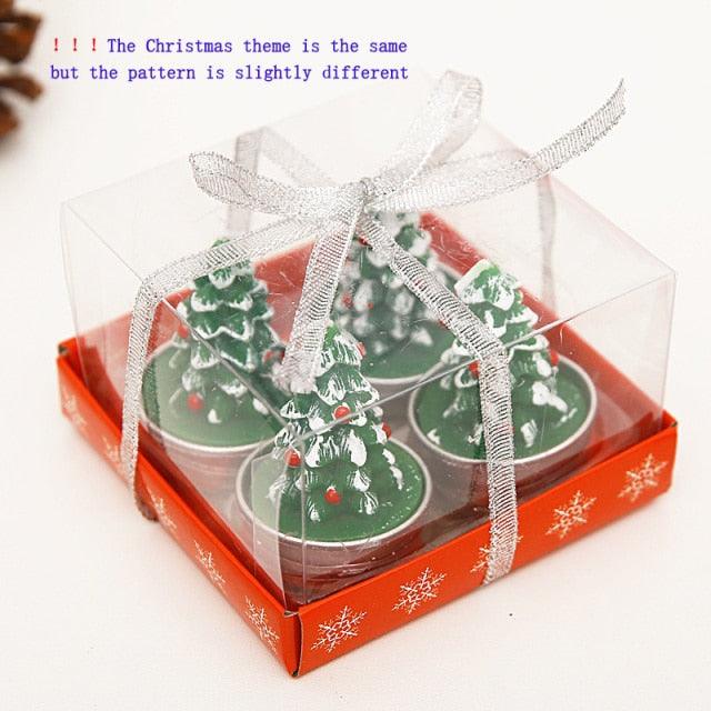 Christmas Candles Paraffin Home Desktop Decorations Tea light Candles Handmade Delicate Santa Snowman Acorn Tree Candles For Christmas Home Decoration Gifts Wedding Party Holiday Lights Christmas Ornaments Stevvex