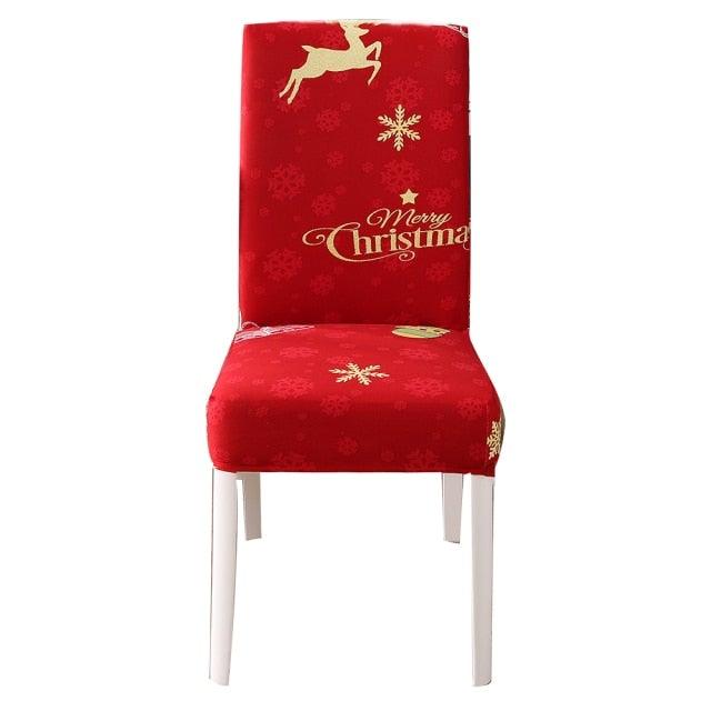 Christmas Chair Cover Stretch Seat Case Spandex Chair Covers Elastic for Kitchen Dining Room Chair Banquet Slipcovers Persons Chair Cover for Christmas Kitchen Decoration Restaurant Holiday Festival Party Stevvex