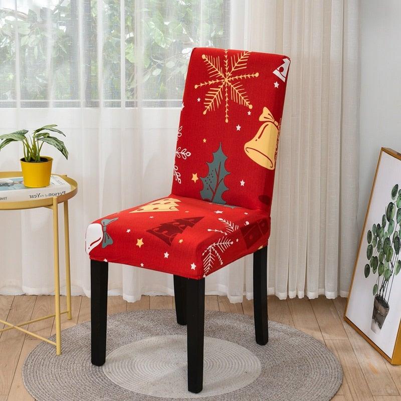 Christmas Chair Cover Stretch Seat Case Spandex Chair Covers Elastic for Kitchen Dining Room Chair Banquet Slipcovers Persons Chair Cover for Christmas Kitchen Decoration Restaurant Holiday Festival Party Stevvex