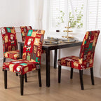 Christmas Chair Cover Stretch Seat Case Spandex Chair Covers Elastic for Kitchen Dining Room Chair Banquet Slipcovers Persons Chair Cover for Christmas Kitchen Decoration Restaurant Holiday Festival Party Stevvex