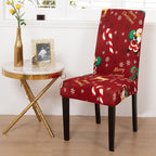 Christmas Chair Cover Stretch Seat Case Spandex Chair Covers Elastic for Kitchen Dining Room Chair Banquet Slipcovers Persons Chair Cover for Christmas Kitchen Decoration Restaurant Holiday Festival Party Stevvex