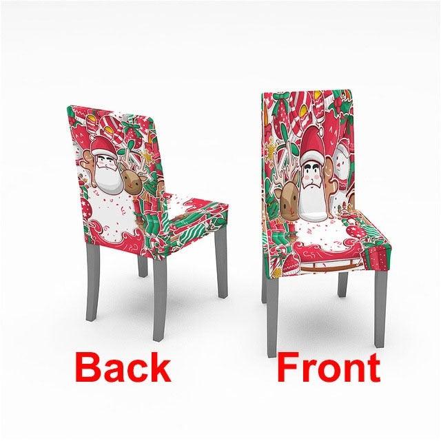 Christmas Chair Cover Stretch Spandex Digital Printed Silla Kitchen Dining Chair Covers Home Party Xmas Decor  Stretch Chair Cover for Dining Room Chair Protector Seat Cover Stretch Slipcover Christmas Bell Furniture For Living Room Ceremony Hotel Stevvex