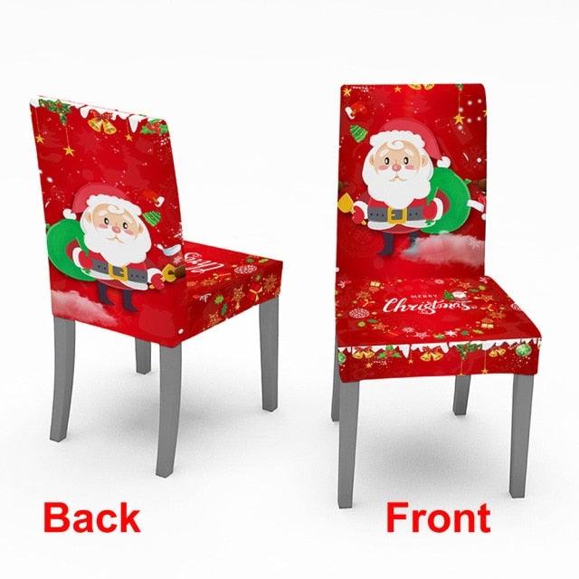 Christmas Chair Cover Stretch Spandex Digital Printed Silla Kitchen Dining Chair Covers Home Party Xmas Decor  Stretch Chair Cover for Dining Room Chair Protector Seat Cover Stretch Slipcover Christmas Bell Furniture For Living Room Ceremony Hotel Stevvex