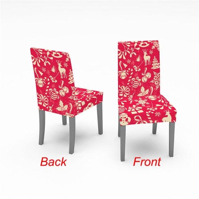 Christmas Chair Cover Stretch Spandex Digital Printed Silla Kitchen Dining Chair Covers Home Party Xmas Decor  Stretch Chair Cover for Dining Room Chair Protector Seat Cover Stretch Slipcover Christmas Bell Furniture For Living Room Ceremony Hotel Stevvex