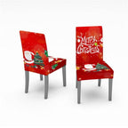 Christmas Chair Covers Santa Printed Elastic Stretch Dining Room Chair Slipcover Kitchen Seat Cover Spandex Home Decor chair Stretch Removable Washable Dining Room Chair Protector Slipcovers Christmas Decoration/Home Decor Dining Room Seat Cover Stevvex