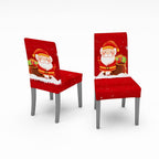 Christmas Chair Covers Santa Printed Elastic Stretch Dining Room Chair Slipcover Kitchen Seat Cover Spandex Home Decor chair Stretch Removable Washable Dining Room Chair Protector Slipcovers Christmas Decoration/Home Decor Dining Room Seat Cover Stevvex