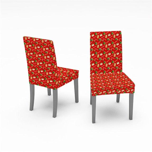 Christmas Chair Covers Santa Printed Elastic Stretch Dining Room Chair Slipcover Kitchen Seat Cover Spandex Home Decor chair Stretch Removable Washable Dining Room Chair Protector Slipcovers Christmas Decoration/Home Decor Dining Room Seat Cover Stevvex