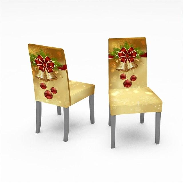 Christmas Chair Covers Santa Printed Elastic Stretch Dining Room Chair Slipcover Kitchen Seat Cover Spandex Home Decor chair Stretch Removable Washable Dining Room Chair Protector Slipcovers Christmas Decoration/Home Decor Dining Room Seat Cover Stevvex