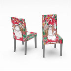 Christmas Chair Covers Santa Printed Elastic Stretch Dining Room Chair Slipcover Kitchen Seat Cover Spandex Home Decor chair Stretch Removable Washable Dining Room Chair Protector Slipcovers Christmas Decoration/Home Decor Dining Room Seat Cover Stevvex