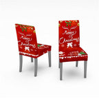 Christmas Chair Covers Santa Printed Elastic Stretch Dining Room Chair Slipcover Kitchen Seat Cover Spandex Home Decor chair Stretch Removable Washable Dining Room Chair Protector Slipcovers Christmas Decoration/Home Decor Dining Room Seat Cover Stevvex