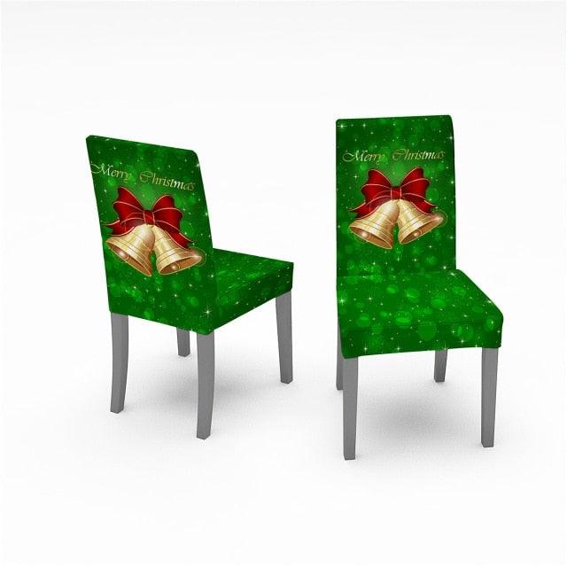 Christmas Chair Covers Santa Printed Elastic Stretch Dining Room Chair Slipcover Kitchen Seat Cover Spandex Home Decor chair Stretch Removable Washable Dining Room Chair Protector Slipcovers Christmas Decoration/Home Decor Dining Room Seat Cover Stevvex