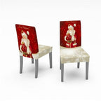 Christmas Chair Covers Santa Printed Elastic Stretch Dining Room Chair Slipcover Kitchen Seat Cover Spandex Home Decor chair Stretch Removable Washable Dining Room Chair Protector Slipcovers Christmas Decoration/Home Decor Dining Room Seat Cover Stevvex