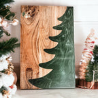 Christmas Charcuterie Serving Board Wood Resin Handcrafted Marbled Tree Inlay