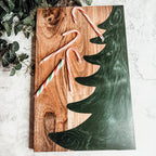 Christmas Charcuterie Serving Board Wood Resin Handcrafted Marbled Tree Inlay