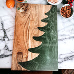 Christmas Charcuterie Serving Board Wood Resin Handcrafted Marbled Tree Inlay